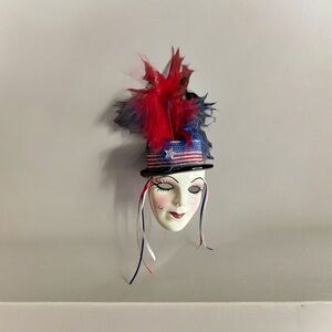 2004 Fancy Faces Signed Ceramic Hand Painted Mini Mask 5.5”x4” Mardi Gras Wall